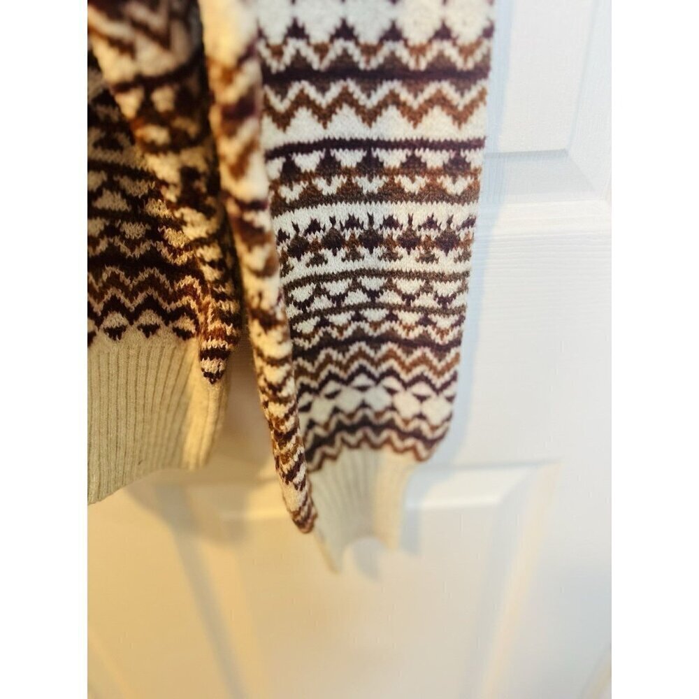 Evereve Haylo Fair Isle Pullover Sweater Size XL Puff Sleeve Cream Brown NWT - Picture 5 of 9